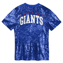 New York Giants Girls Youth Wordmark Sequin V-Neck Top - Royal sale