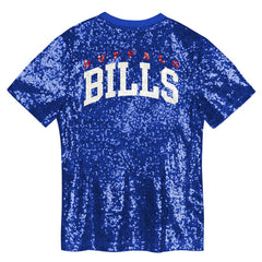 Buffalo Bills Girls Youth Wordmark Sequin V-Neck Top - Royal on sale