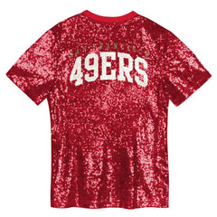 San Francisco 49ers Girls Youth Wordmark Sequin V-Neck Top - Scarlet outlet