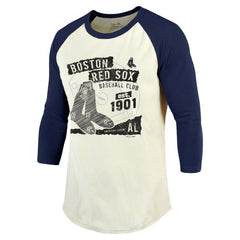Boston Red Sox Majestic Threads Raglan 3/4-Sleeve T-Shirt - Cream/Navy