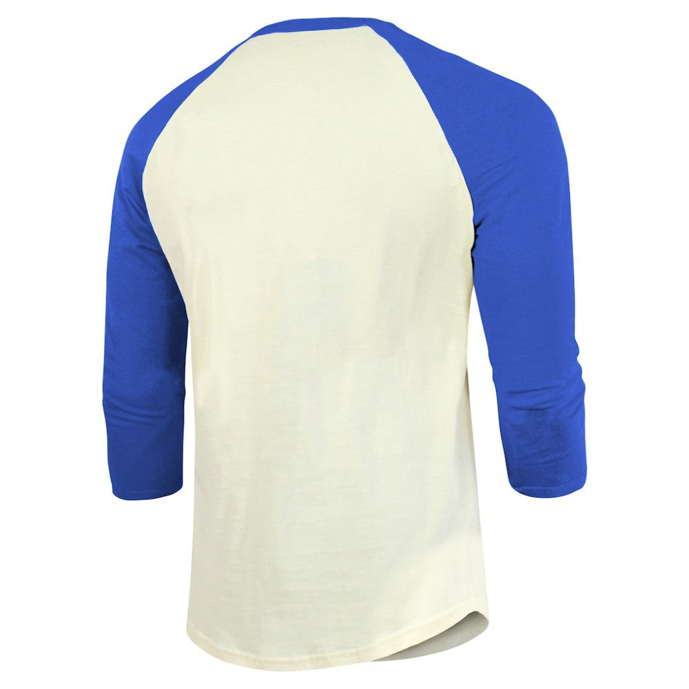 Texas Rangers Majestic Threads Raglan 3/4-Sleeve T-Shirt - Cream/Royal