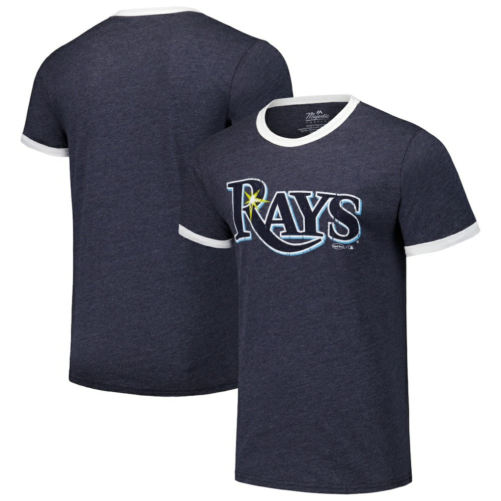 Tampa Bay Rays Majestic Threads Ringer Tri-Blend T-Shirt - Navy