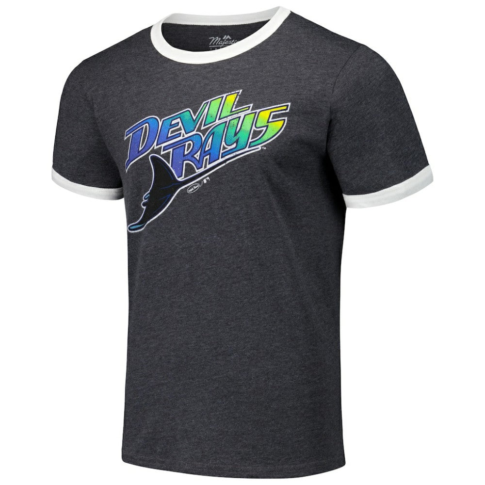Tampa Bay Rays Majestic Threads Ringer Tri-Blend T-Shirt - Black
