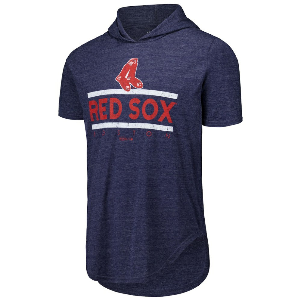 Boston Red Sox Majestic Threads Tri-Blend Hoodie T-Shirt - Navy
