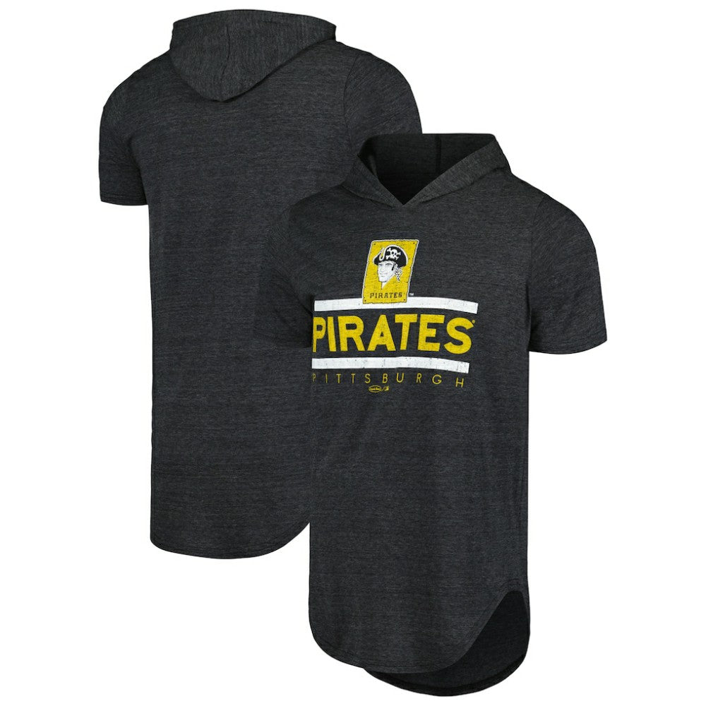 Pittsburgh Pirates Majestic Threads Tri-Blend Hoodie T-Shirt - Black