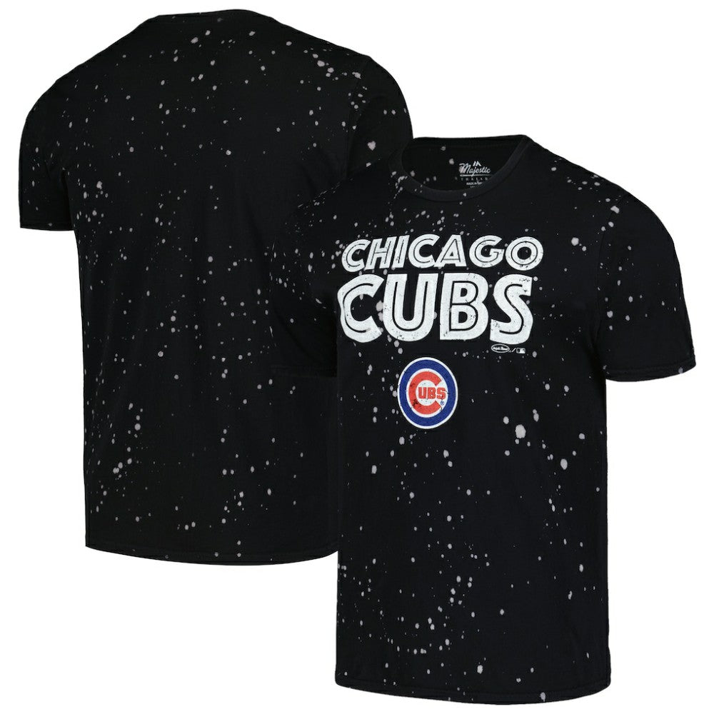 Chicago Cubs Majestic Threads Splatter T-Shirt - Black/White