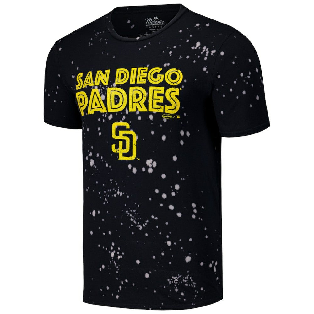 San Diego Padres Majestic Threads Splatter T-Shirt - Black/White