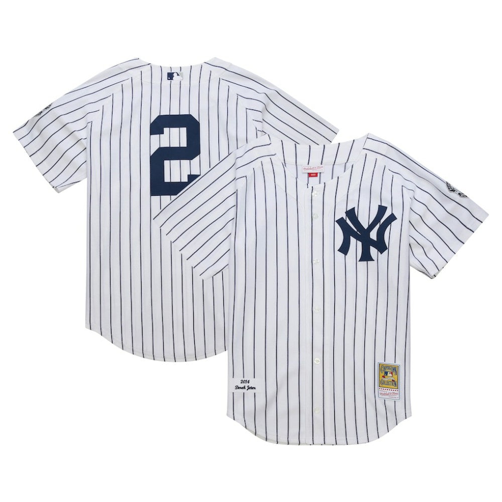 Derek Jeter New York Yankees 2014 Cooperstown Collection Authentic Throwback Jersey - White | Mitchell & Ness