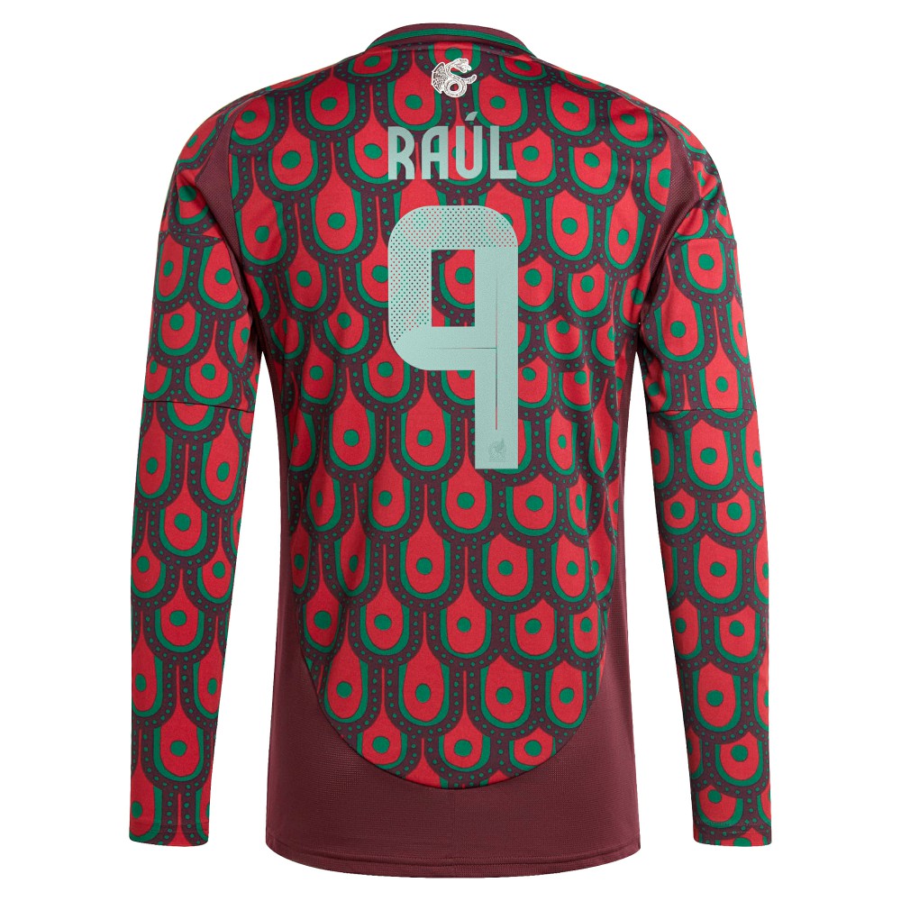 Raul Jimenez Mexico National Team 2024 Home Replica Player Long Sleeve Jersey - Burgundy | Adidas outlet
