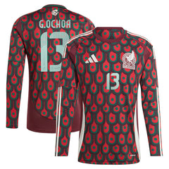 Guillermo Ochoa Mexico National Team 2024 Home Replica Player Long Sleeve Jersey - Burgundy | Adidas discount