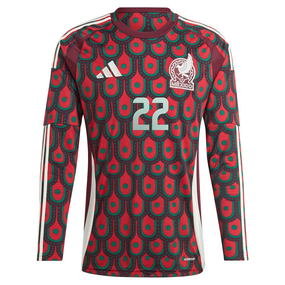 Hirving Lozano Mexico National Team 2024 Home Replica Player Long Sleeve Jersey - Burgundy | Adidas discount