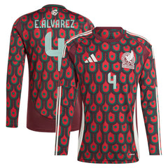 Edson Alvarez Mexico National Team 2024 Home Replica Player Long Sleeve Jersey - Burgundy | Adidas discount