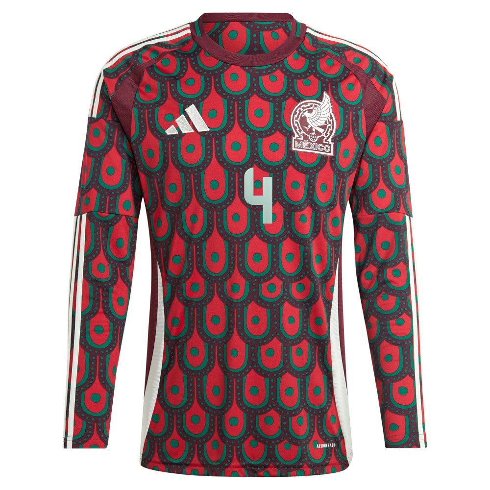 Edson Alvarez Mexico National Team 2024 Home Replica Player Long Sleeve Jersey - Burgundy | Adidas discount