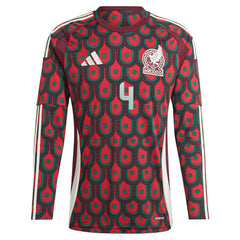 Edson Alvarez Mexico National Team 2024 Home Replica Player Long Sleeve Jersey - Burgundy | Adidas discount