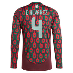 Edson Alvarez Mexico National Team 2024 Home Replica Player Long Sleeve Jersey - Burgundy | Adidas discount