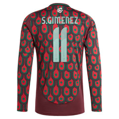 Santiago Giménez Mexico National Team 2024 Home Replica Player Long Sleeve Jersey - Burgundy | Adidas outlet