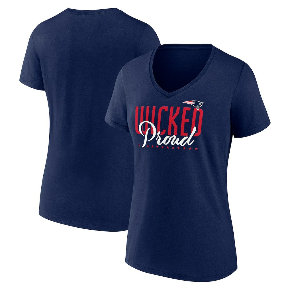 New England Patriots Women's Defensive Stand V-Neck T-Shirt - Navy cheap