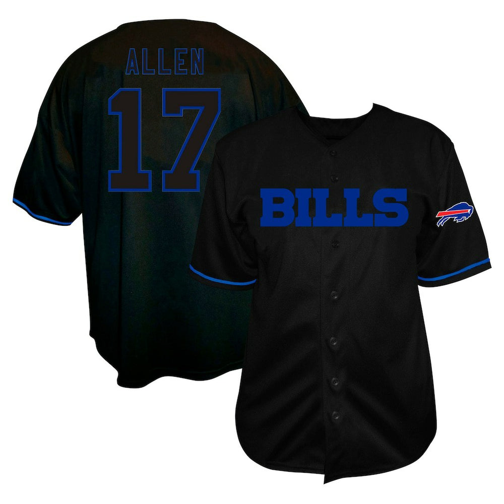 Josh Allen Buffalo Bills Big & Tall Baseball Button-Up Shirt - Black discount