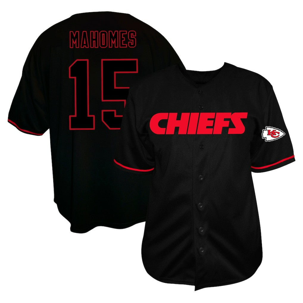 Patrick Mahomes Kansas City Chiefs Big & Tall Baseball Button-Up Shirt - Black online