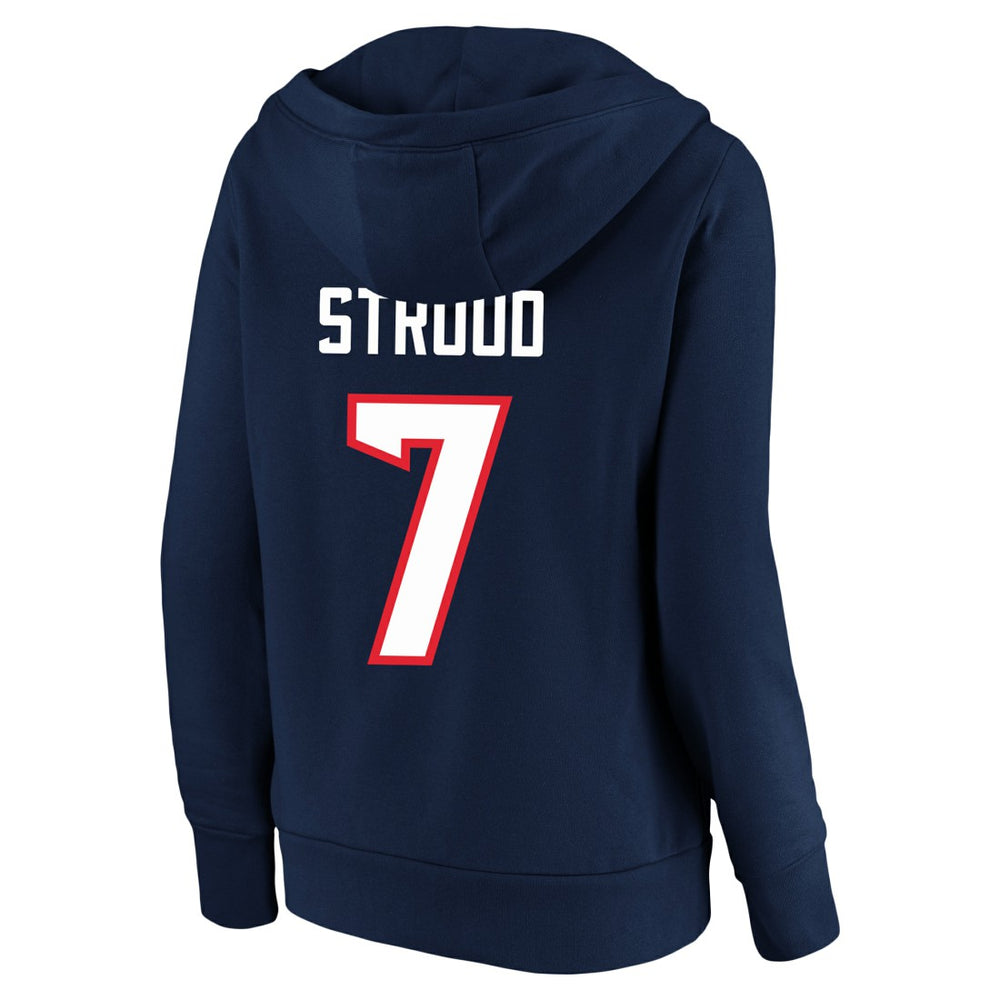 C.J. Stroud Houston Texans Women's Plus Size Player Name & Number V-Neck Pullover Hoodie - Navy on sale