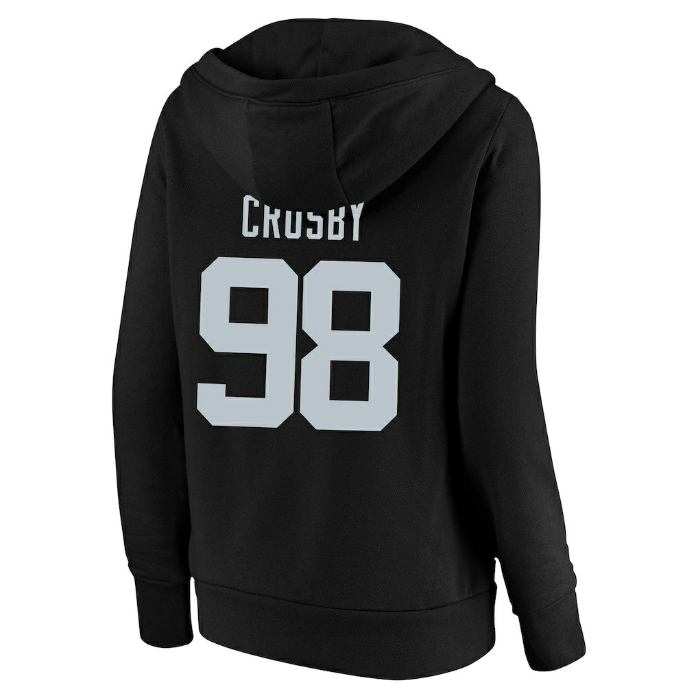 Maxx Crosby Las Vegas Raiders Women's Plus Size Player Name & Number V-Neck Pullover Hoodie - Black discount
