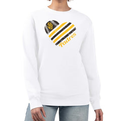 San Diego Padres G-III 4Her by Carl Banks Women's Heart Logo Fleece Pullover Sweatshirt - White