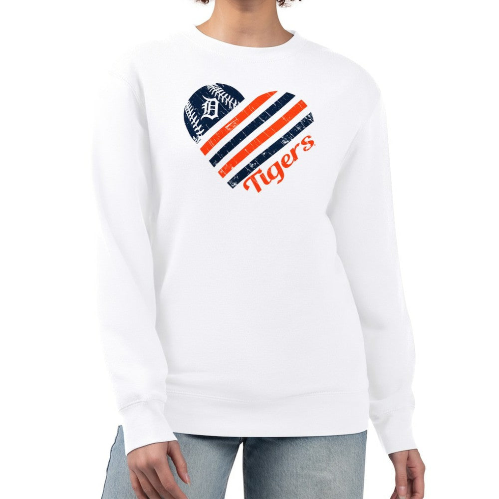 Detroit Tigers G-III 4Her by Carl Banks Women's Heart Logo Fleece Pullover Sweatshirt - White