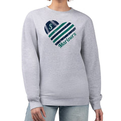 Seattle Mariners G-III 4Her by Carl Banks Women's Heart Logo Fleece Pullover Sweatshirt - Heather Gray