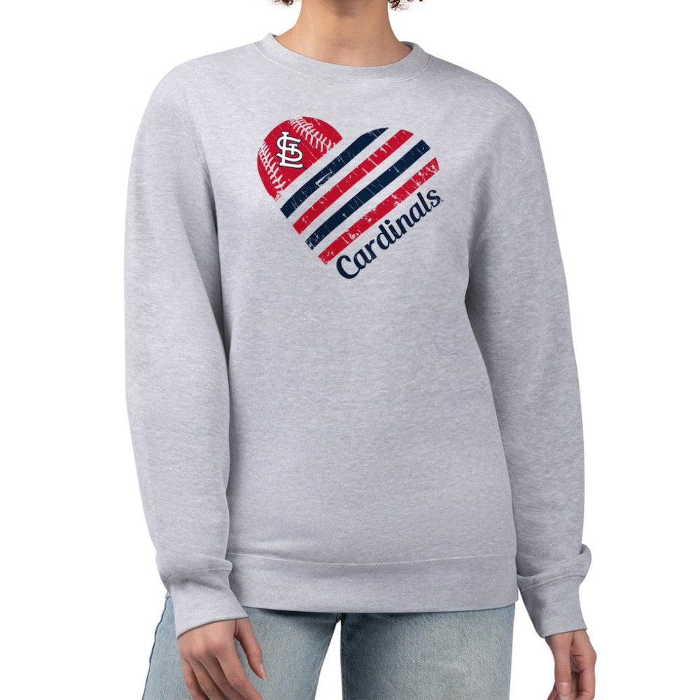 St. Louis Cardinals G-III 4Her by Carl Banks Women's Heart Logo Fleece Pullover Sweatshirt - Heather Gray