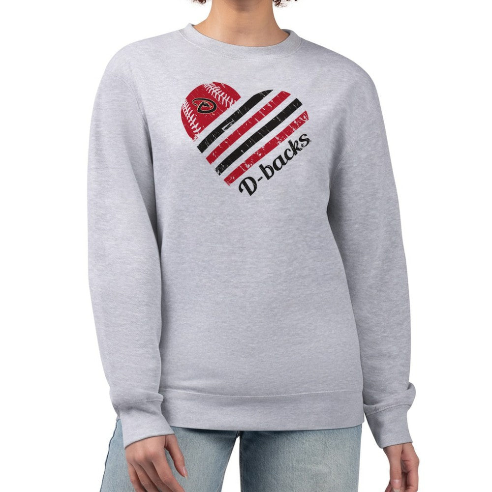 Arizona Diamondbacks G-III 4Her by Carl Banks Women's Heart Logo Fleece Pullover Sweatshirt - Heather Gray