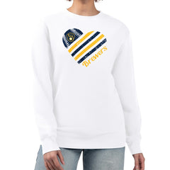 Milwaukee Brewers G-III 4Her by Carl Banks Women's Heart Logo Fleece Pullover Sweatshirt - White