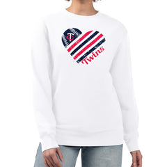 Minnesota Twins G-III 4Her by Carl Banks Women's Heart Logo Fleece Pullover Sweatshirt - White
