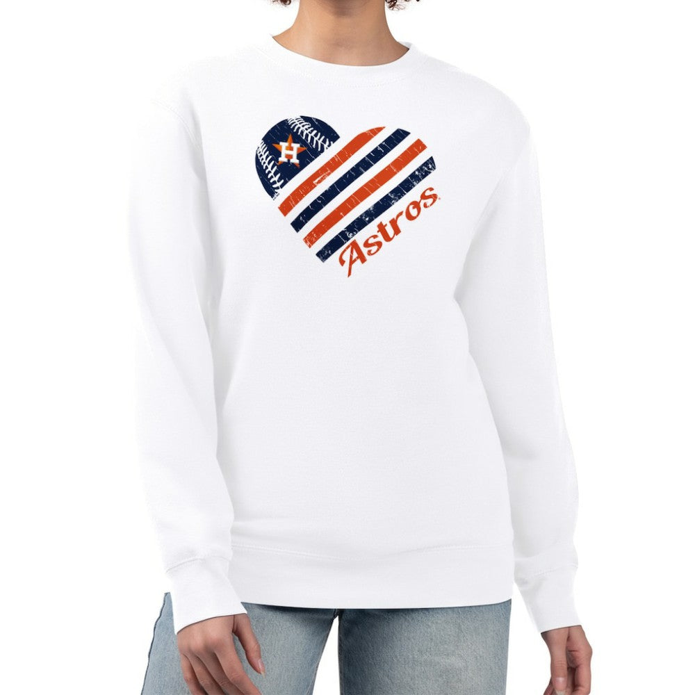 Houston Astros G-III 4Her by Carl Banks Women's Heart Logo Fleece Pullover Sweatshirt - White