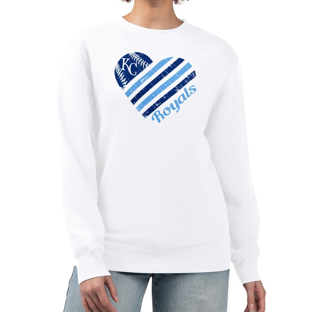 Kansas City Royals G-III 4Her by Carl Banks Women's Heart Logo Fleece Pullover Sweatshirt - White