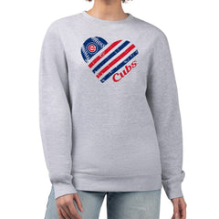 Chicago Cubs G-III 4Her by Carl Banks Women's Heart Logo Fleece Pullover Sweatshirt - Heather Gray