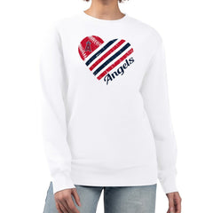 Los Angeles Angels G-III 4Her by Carl Banks Women's Heart Logo Fleece Pullover Sweatshirt - White