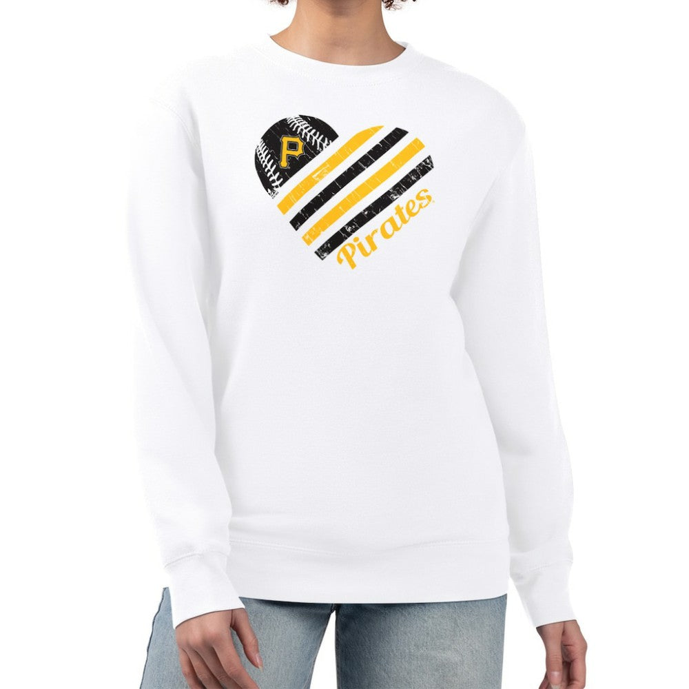 Pittsburgh Pirates G-III 4Her by Carl Banks Women's Heart Logo Fleece Pullover Sweatshirt - White