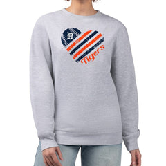 Detroit Tigers G-III 4Her by Carl Banks Women's Heart Logo Fleece Pullover Sweatshirt - Heather Gray