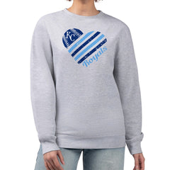 Kansas City Royals G-III 4Her by Carl Banks Women's Heart Logo Fleece Pullover Sweatshirt - Heather Gray