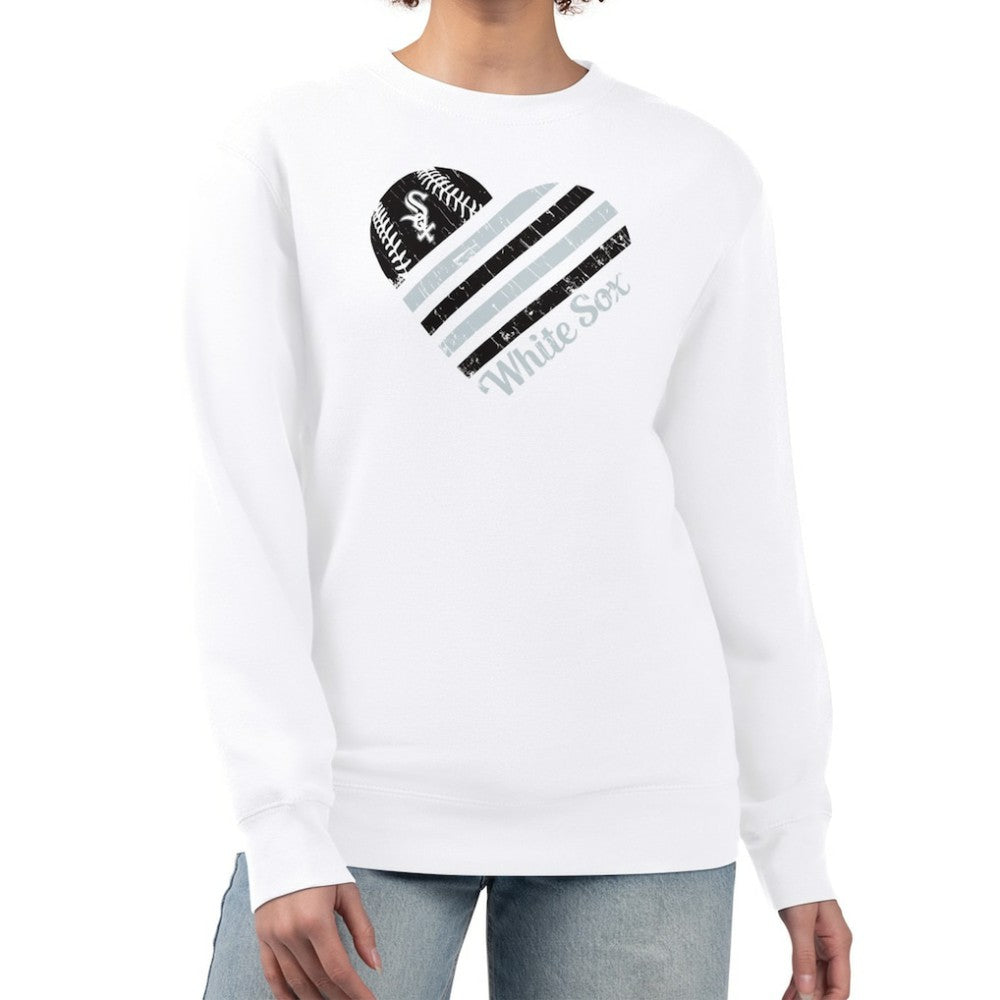 Chicago White Sox G-III 4Her by Carl Banks Women's Heart Logo Fleece Pullover Sweatshirt - White