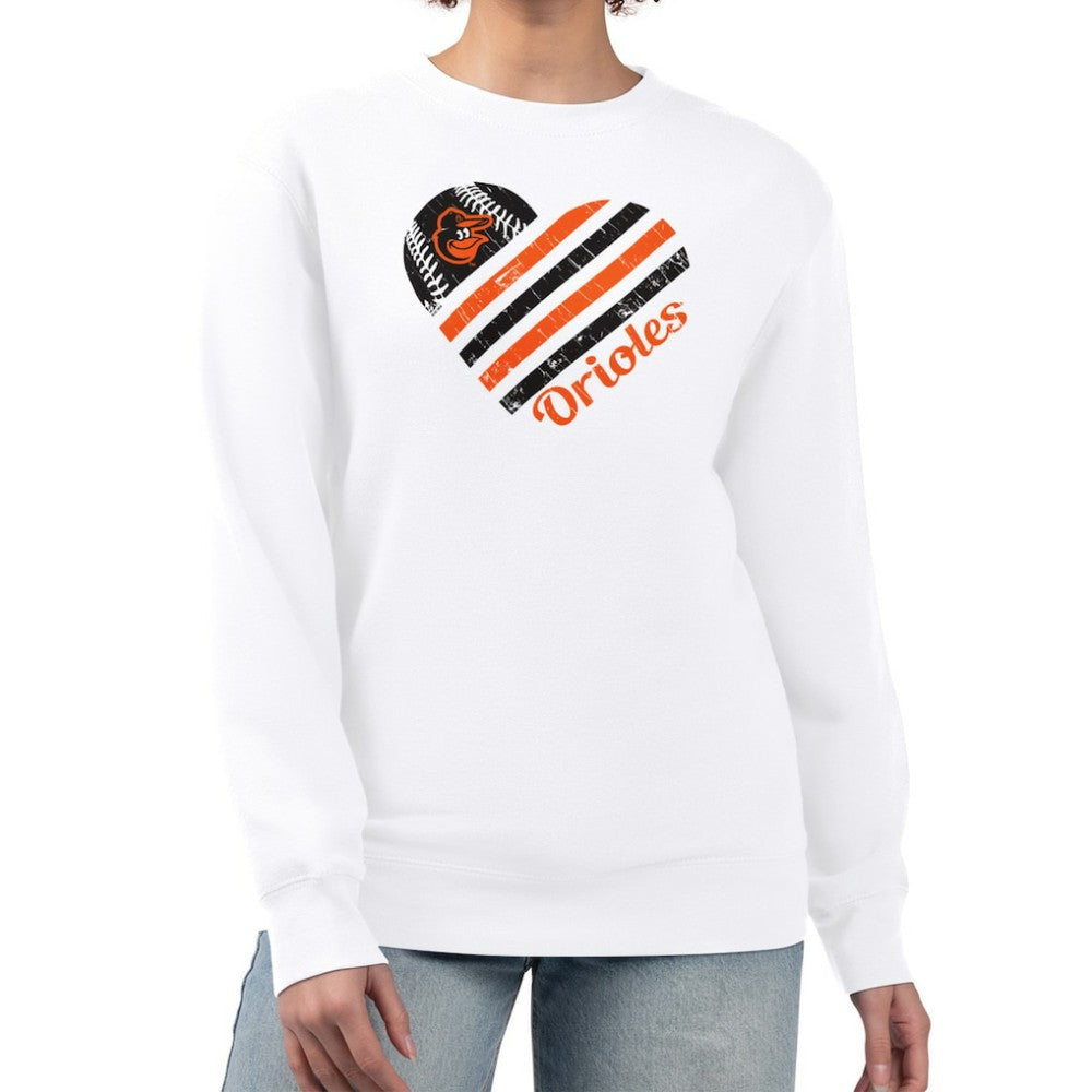 Baltimore Orioles G-III 4Her by Carl Banks Women's Heart Logo Fleece Pullover Sweatshirt - White