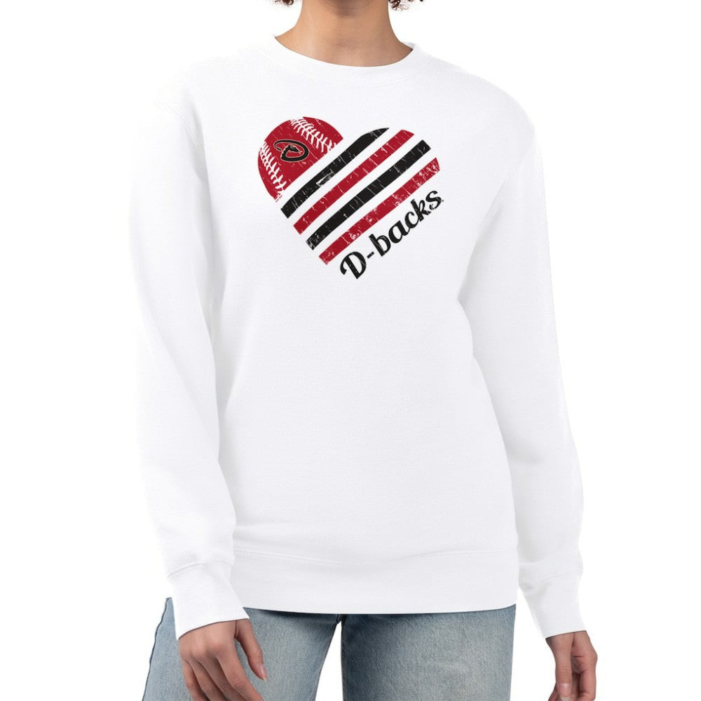 Arizona Diamondbacks G-III 4Her by Carl Banks Women's Heart Logo Fleece Pullover Sweatshirt - White