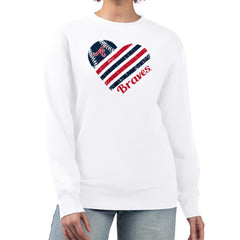 Atlanta Braves G-III 4Her by Carl Banks Women's Heart Logo Fleece Pullover Sweatshirt - White