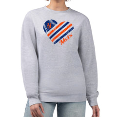 New York Mets G-III 4Her by Carl Banks Women's Heart Logo Fleece Pullover Sweatshirt - Heather Gray
