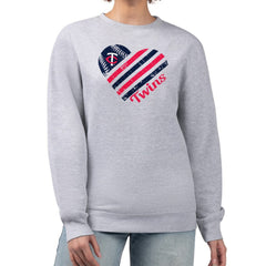 Minnesota Twins G-III 4Her by Carl Banks Women's Heart Logo Fleece Pullover Sweatshirt - Heather Gray