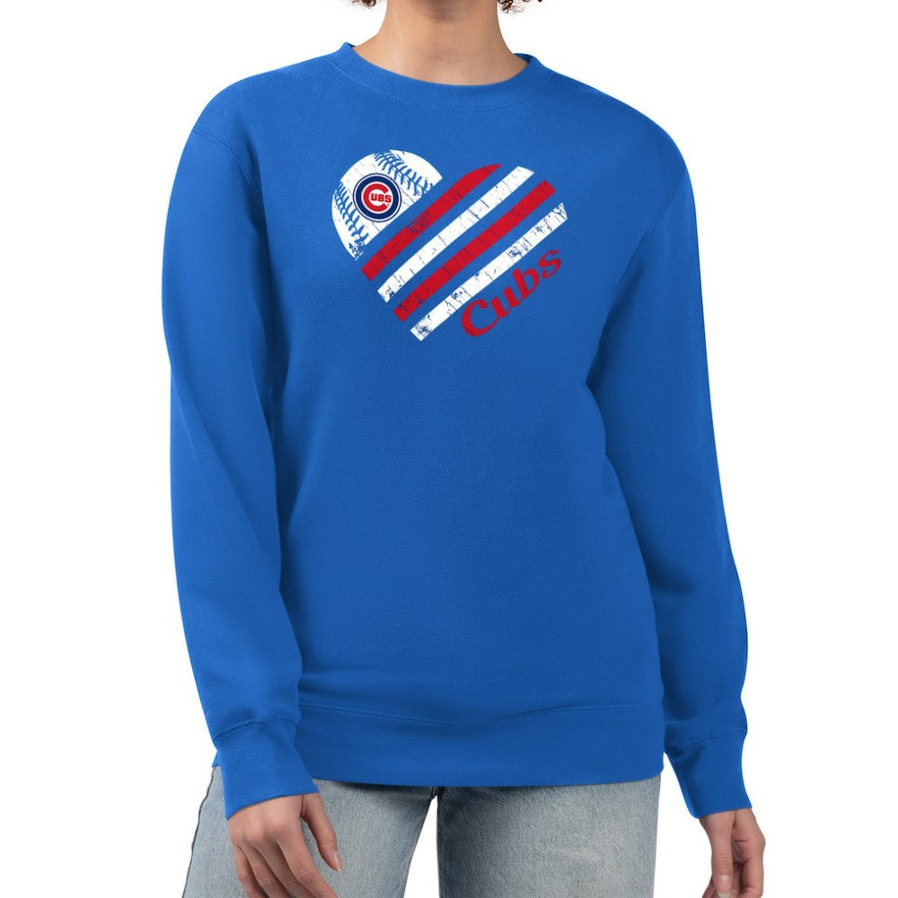 Chicago Cubs G-III 4Her by Carl Banks Women's Heart Logo Fleece Pullover Sweatshirt - Royal