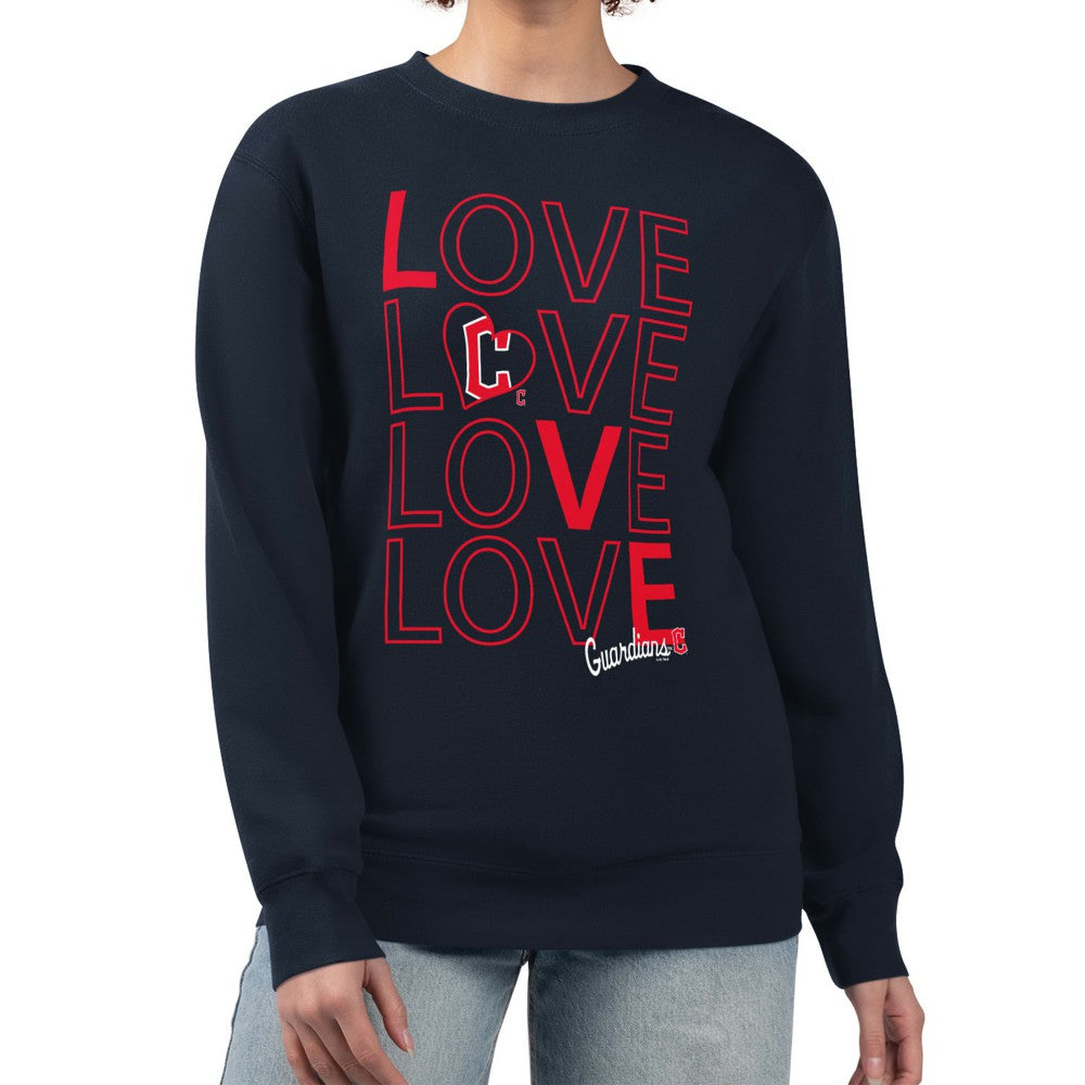 Cleveland Guardians G-III 4Her by Carl Banks Women's Love Team Logo Fleece Pullover Sweatshirt - Navy