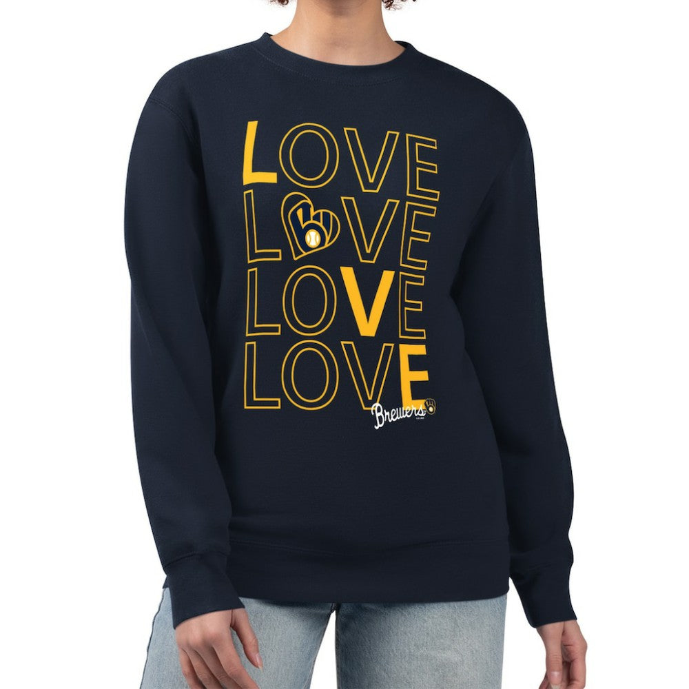 Milwaukee Brewers G-III 4Her by Carl Banks Women's Love Team Logo Fleece Pullover Sweatshirt - Navy