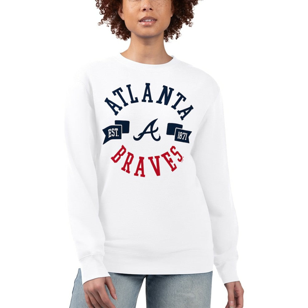 Atlanta Braves G-III 4Her by Carl Banks Women's Team Logo Fleece Pullover Sweatshirt - White