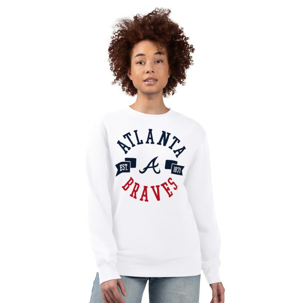 Atlanta Braves G-III 4Her by Carl Banks Women's Team Logo Fleece Pullover Sweatshirt - White
